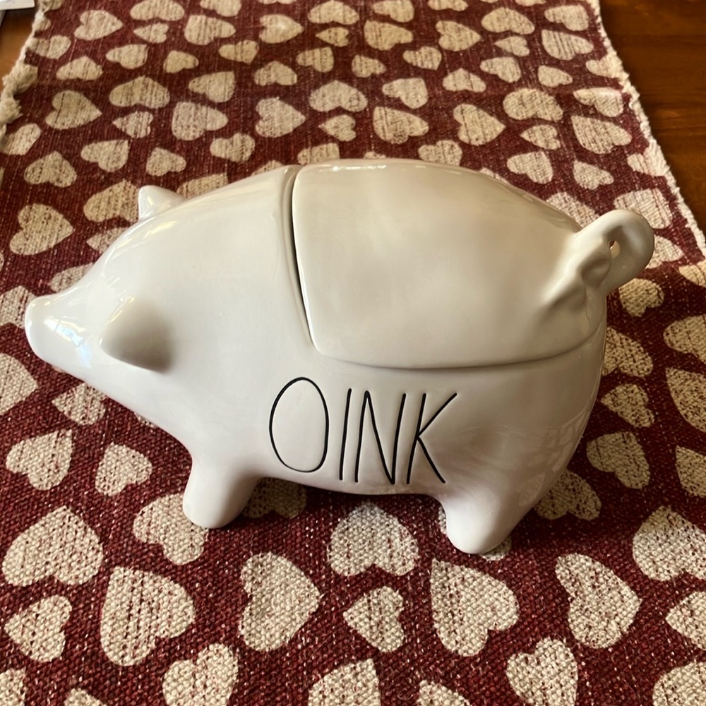 RAE DUNN pig OINK 10” farmhouse cookie candy storage jar NWOT